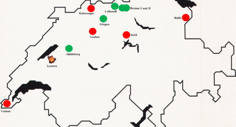 1976 waren in der Schweiz 10 AKW in Planung. So weit kam es nicht, auch deshalb weil bereits zuvor das AKW Lucens als eines der ersten AKW Weltweit eine Teil-Kernschmelze erlitt.